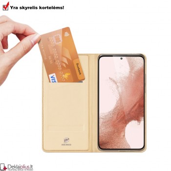 Dux Ducis dirbtinės odos atverčiamas dėklas - auksinės spalvos (Samsung S23) Dux Ducis dirbtinės odos atverčiamas dėklas - auksinės spalvos (Samsung S23)